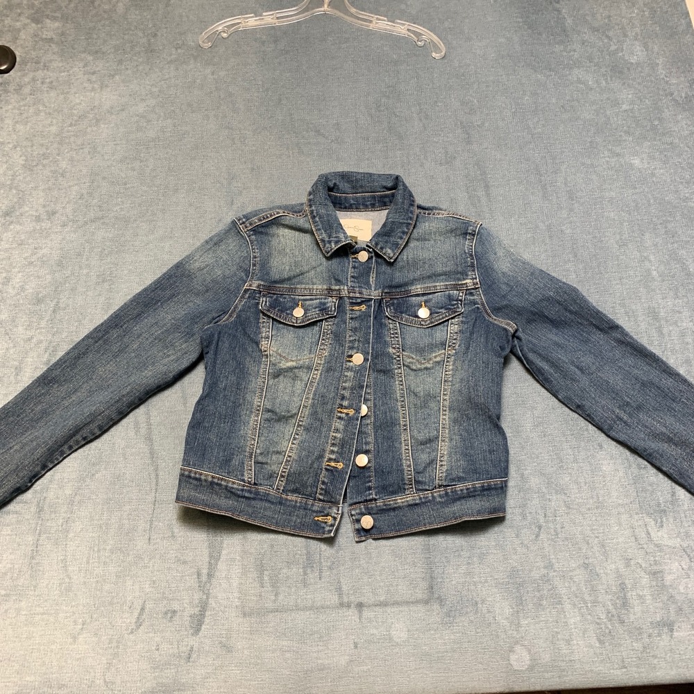 Jessica Simpson Trucker Jacket Womens Medium Blue Denim Outdoor Button Front
